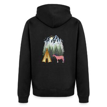 Schamanen Pferd Tipi Gebirge Berge Wald Natur USA - Unisex Premium Bio Zip Hoodie - Schwarz - Hinten - Nico (187cm)