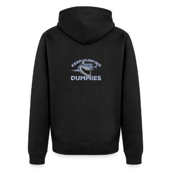 Keep Surfing Dummies T-Shirt - Funny Shark Humor - Unisex Premium Organic Zip Hoodie - black - Back - Nico (187cm)