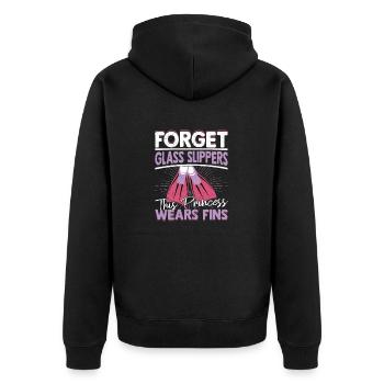 Forget Glass Slippers This Princess Wears Fins Div - Unisex Premium Organic Zip Hoodie - black - Back - Nico (187cm)