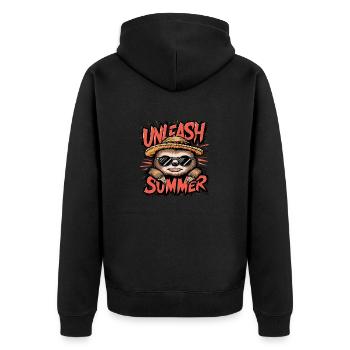 Summer Vibes Sloth Wears Sunglasses - Unisex Premium Organic Zip Hoodie - black - Back - Nico (187cm)