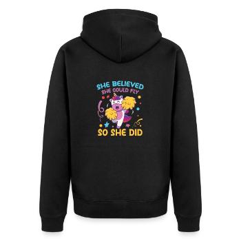 She Believed She Could Fly So She Did - Unisex Premium Bio Zip Hoodie - Schwarz - Hinten - Nico (187cm)