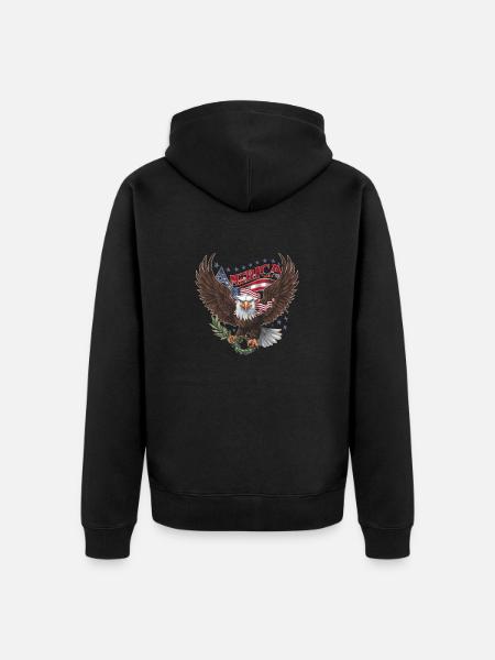 American USA Flag Eagle Pride - Unisex Premium Organic Zip Hoodie - black
