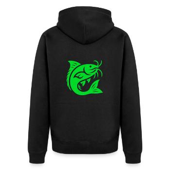 Poisson-chat, poisson-chat, poisson-chat vert, pêche au poisson, pêcheur - Veste à capuche bio Premium Unisexe - noir - Dos - Nico (187cm)