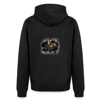 Erdnuss Abenteuer Expedition Reise Kutsche Pferd - Unisex Premium Bio Zip Hoodie - Schwarz - Hinten - Nico (187cm)