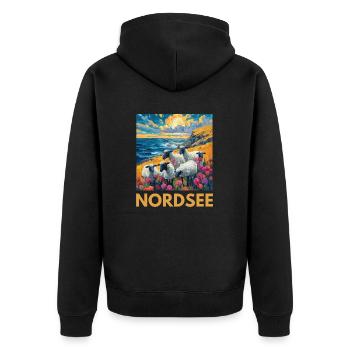 Moutons de la mer du Nord Allemagne du Nord Basse-Saxe - Veste à capuche bio Premium Unisexe - noir - Dos - Nico (187cm)