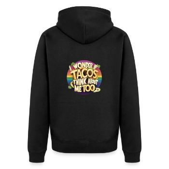 I wonder if Tacos think about me too - Unisex Premium Bio Zip Hoodie - Schwarz - Hinten - Nico (187cm)