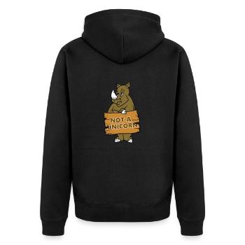 Rhinocéros Pas Une Licorne Drôle Animal En Colère Cool - Veste à capuche bio Premium Unisexe - noir - Dos - Nico (187cm)