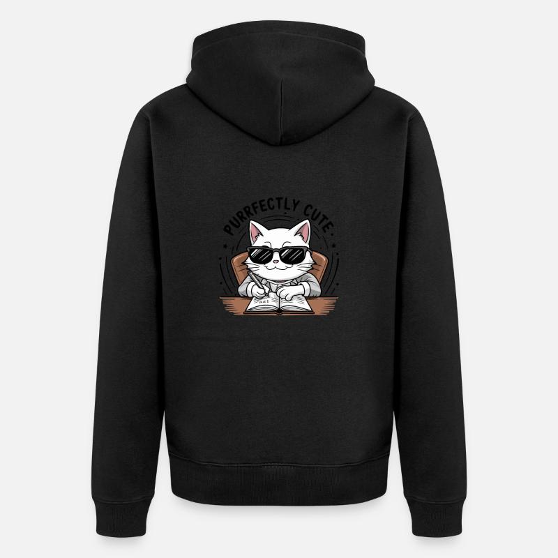 CHAT PARFAITEMENT MIGNON - Veste à capuche bio Premium Unisexe - noir