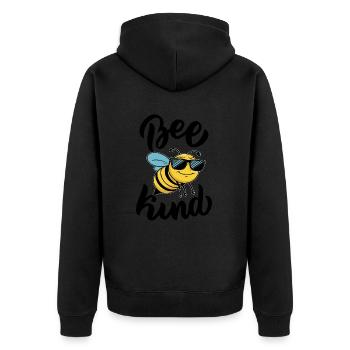 Lustige Biene Spruch Bee Kind - Unisex Premium Bio Zip Hoodie - Schwarz - Hinten - Nico (187cm)