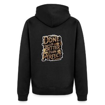 Doing is better than perfect - positive - Unisex Premium Organic Zip Hoodie - black - Back - Nico (187cm)
