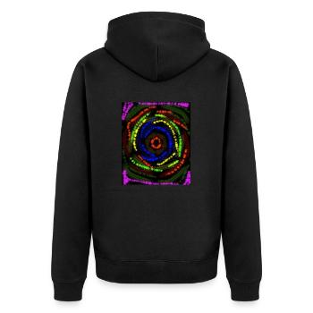 Konzentrische farbige Linien, abstrakte Zeichnung - Unisex Premium Bio Zip Hoodie - Schwarz - Hinten - Nico (187cm)