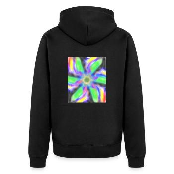 Psychedelic Abstract Flower - Unisex Premium Organic Zip Hoodie - black - Back - Nico (187cm)