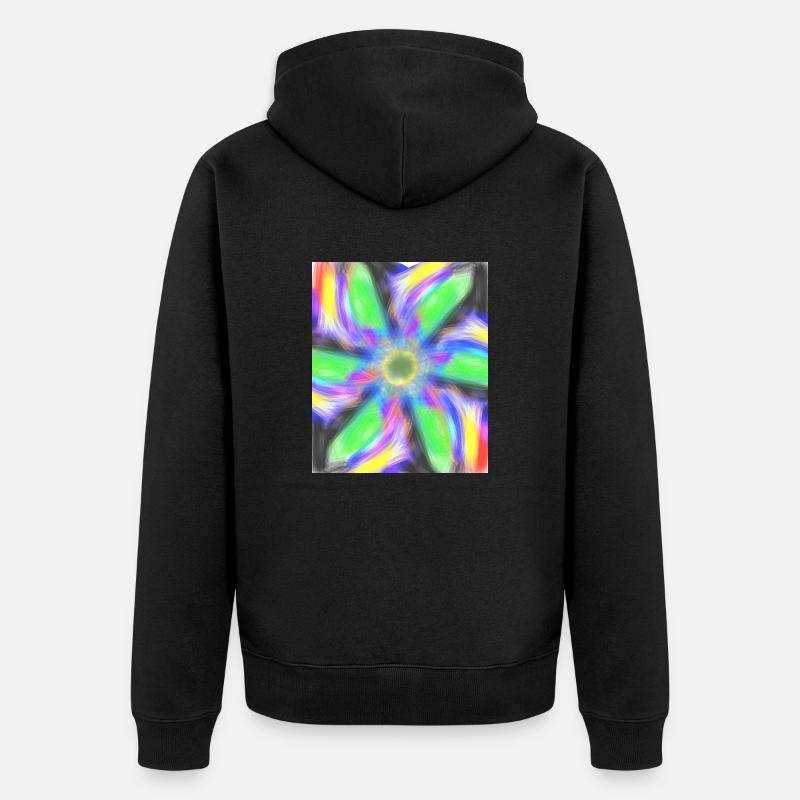 Fleur abstraite psychédélique - Veste à capuche bio Premium Unisexe - noir