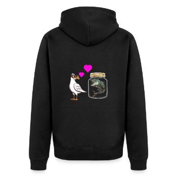 Seagull Loves Fish Fish Maritime Sailor - Unisex Premium Organic Zip Hoodie - black - Back - Nico (187cm)