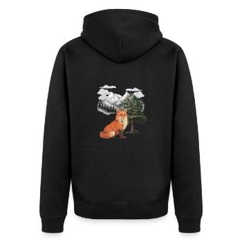Fuchs Füchse Natur Märchen Wald Natur Baum - Unisex Premium Bio Zip Hoodie - Schwarz - Hinten - Nico (187cm)