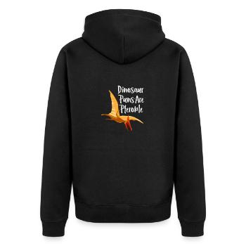 Crazy Flying Dinosaur T-Shirt - Funny Dino Lover - Unisex Premium Organic Zip Hoodie - black - Back - Nico (187cm)