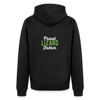 Stolzer Eidechsenvater T-Shirt - Lustiges Haustier Reptil - Unisex Premium Bio Zip Hoodie - Schwarz - Hinten - Nico (187cm)