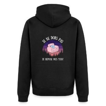 Je Ne Dors Pas Je Repose Mes Yeux Sieste Humour - Veste à capuche bio Premium Unisexe - noir - Dos - Nico (187cm)