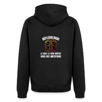 Réflexologue le seul le vrai méfiez vous - Veste à capuche bio Premium Unisexe - noir - Dos - Nico (187cm)