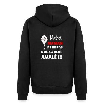Merci maman de ne pas nous avoir avalé - Veste à capuche bio Premium Unisexe - noir - Dos - Nico (187cm)