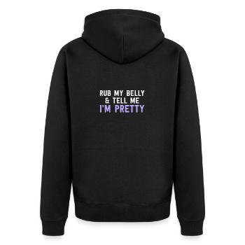Reib Meinen Bauch Und Sag Mir, dass Ich Hübsch bin - Lustige Katze - Unisex Premium Bio Zip Hoodie - Schwarz - Hinten - Nico (187cm)
