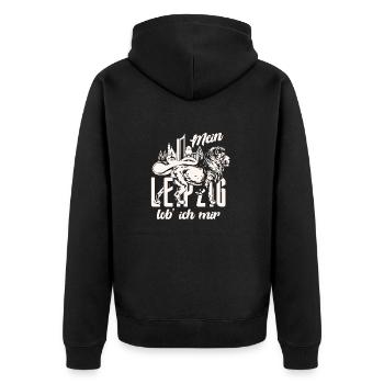 Mon Leipzig, je me loue sombrement - Veste à capuche bio Premium Unisexe - noir - Dos - Nico (187cm)