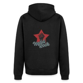 Heavy Metal Metalmusik Hardrock Rockmusik - Unisex Premium Bio Zip Hoodie - Schwarz - Hinten - Nico (187cm)