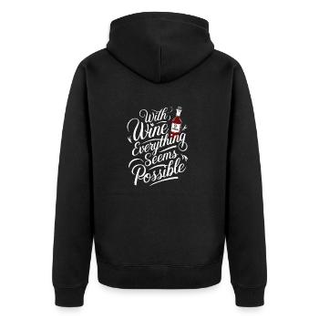 avec le vin tout est possible - humour - Veste à capuche bio Premium Unisexe - noir - Dos - Nico (187cm)