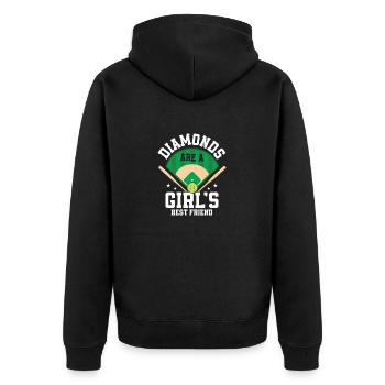 Diamonds Are A Girl's Best Friend Softball Basebal - Unisex Premium Bio Zip Hoodie - Schwarz - Hinten - Nico (187cm)