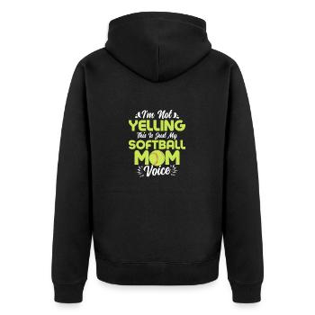 I'm Not Yelling This Is Just My Softball Mom Voice - Unisex Premium Bio Zip Hoodie - Schwarz - Hinten - Nico (187cm)