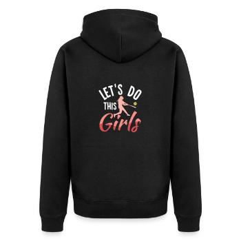 Let's Do This Girls Softball Baseball - Unisex Premium Bio Zip Hoodie - Schwarz - Hinten - Nico (187cm)