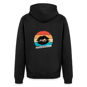 Ein Sonnenuntergang Für Haidhauser Münchner Liebe - Unisex Premium Bio Zip Hoodie - Schwarz - Hinten - Nico (187cm)