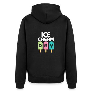 Ice Cream Day Summer Scoop Cone - Unisex Premium Bio Zip Hoodie - Schwarz - Hinten - Nico (187cm)