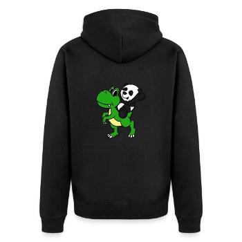 Panda Riding T-Rex T-Shirt Sichuan Animal Panda - Unisex Premium Organic Zip Hoodie - black - Back - Nico (187cm)