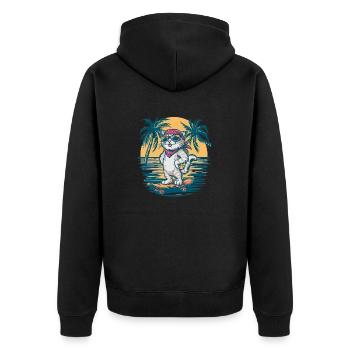 Skate Cat - Cute and Cool Kitten - Unisex Premium Organic Zip Hoodie - black - Back - Nico (187cm)