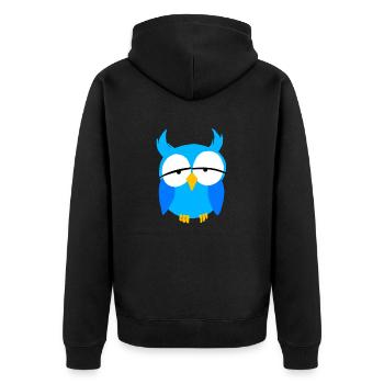Blue Boys Eule Cartoon Nächtliche Raubvögel Liebe - Unisex Premium Bio Zip Hoodie - Schwarz - Hinten - Nico (187cm)
