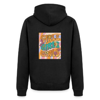 GIRLS - Unisex Premium Bio Zip Hoodie - Schwarz - Hinten - Nico (187cm)