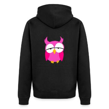Pink Girl Owl Cartoon Nocturnal Predator Birds - Unisex Premium Organic Zip Hoodie - black - Back - Nico (187cm)