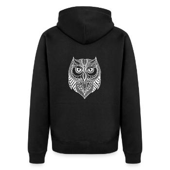 Aztekische Eulenkopf Vektorkunst Nachtaktive Raubvögel - Unisex Premium Bio Zip Hoodie - Schwarz - Hinten - Nico (187cm)