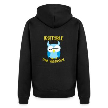 Syndrome de la chouette irritable Drôle Oiseaux nocturnes Humour - Veste à capuche bio Premium Unisexe - noir - Dos - Nico (187cm)