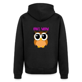 Owl Mom Hoot Funny Owl Birds Of Prey Nocturnal Pun - Unisex Premium Organic Zip Hoodie - black - Back - Nico (187cm)