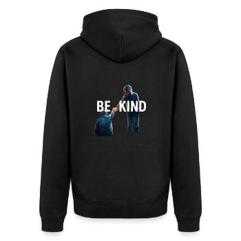 BE KIND - Unisex Premium Organic Zip Hoodie - black - Back - Nico (187cm)