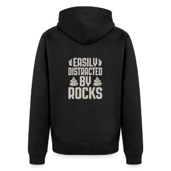 Future Geologist Geology Rock Collector - Unisex Premium Bio Zip Hoodie - Schwarz - Hinten - Nico (187cm)