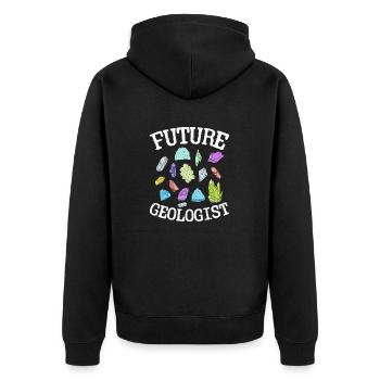 Future Geologist Rock Collector Geology - Unisex Premium Bio Zip Hoodie - Schwarz - Hinten - Nico (187cm)