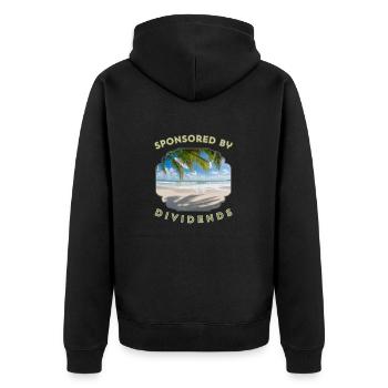 Sponsored by dividends - Unisex Premium Bio Zip Hoodie - Schwarz - Hinten - Nico (187cm)