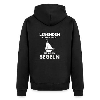 Legends Don't Age They Go Sailing Gifts - Unisex Premium Organic Zip Hoodie - black - Back - Nico (187cm)