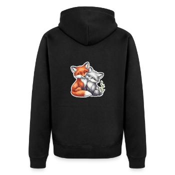 Süßes Fuchspaar schläft zusammen - Unisex Premium Bio Zip Hoodie - Schwarz - Hinten - Nico (187cm)