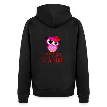 My Aunt Is A Hoot Funny Owl Birds Of Prey Nocturn - Unisex Premium Organic Zip Hoodie - black - Back - Nico (187cm)