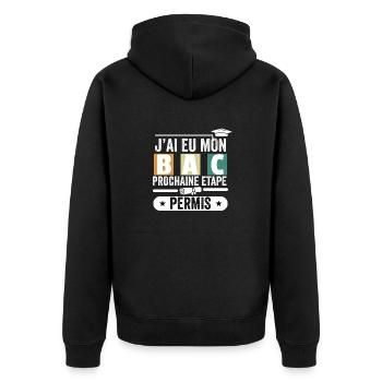 Cadeau Baccalauréat Bachelier Bachelière Bac 2024 - Veste à capuche bio Premium Unisexe - noir - Dos - Nico (187cm)