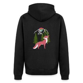 Renard, Renards, Nature, Conte de fées, Forêt, Nature, Arbre - Veste à capuche bio Premium Unisexe - noir - Dos - Nico (187cm)